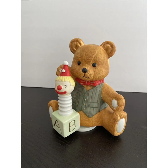Vintage Christmas TEDDY BEAR and JACK IN BOX MUSIC BOX--TOYLAND - Picture 1 of 7